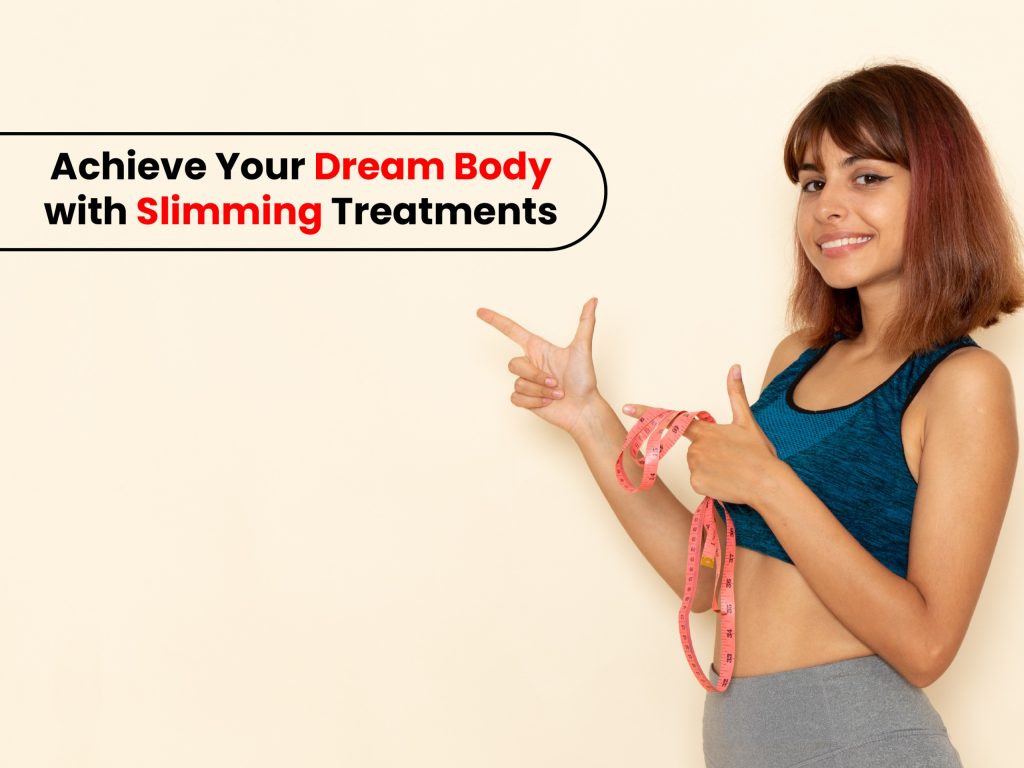 Smiling woman showing inch loss results after slimming treatment at Dr. ShapeX Vizag.